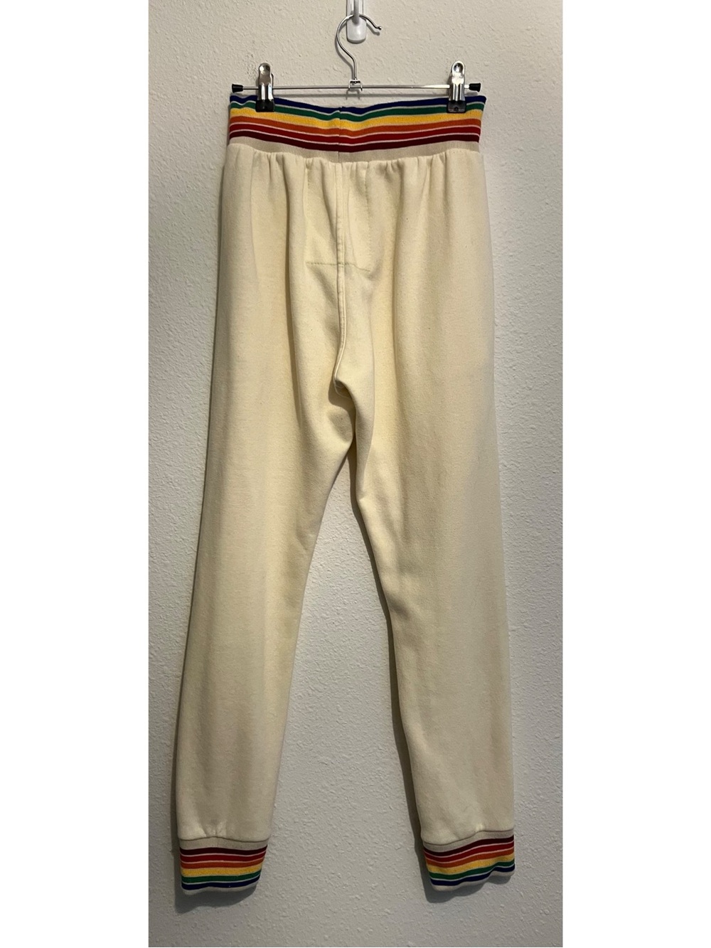 #1760 Aviator Nation Rainbow Rib Pocket Sweatpants Vintage Cream - Picture 3 of 4